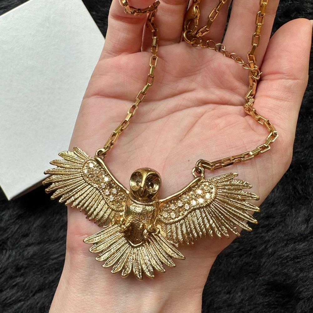 Wildfox RARE gold tone owl statement necklace - Picture 7 of 7